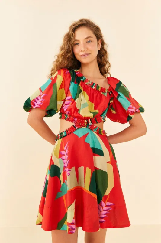 Red Heliconia Mini Dress sold by FARM Rio