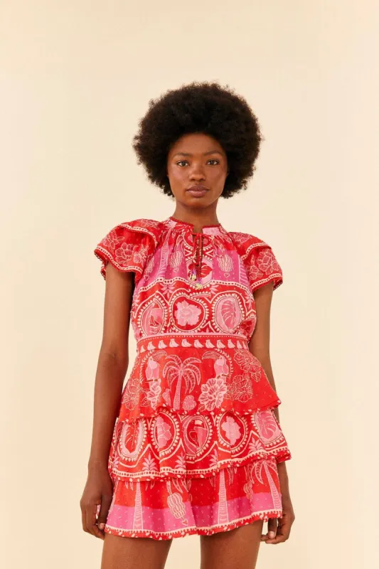 Red Summer Sunrise Mini Skirt sold by FARM Rio
