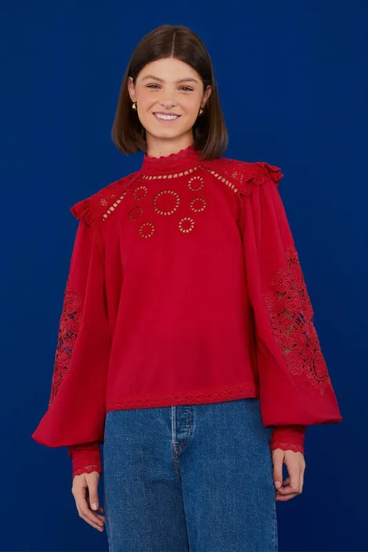 Red Romantic Blouse sold by FARM Rio