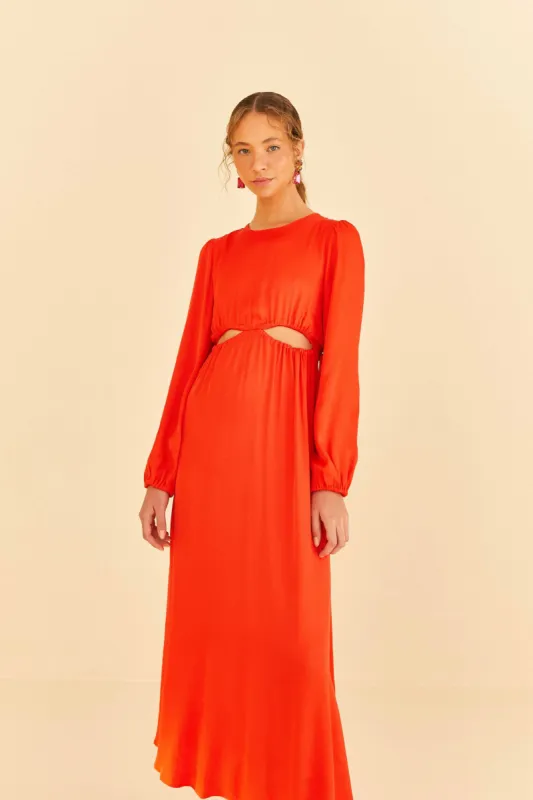 Red Viscose Satin Midi Dress sold by FARM Rio
