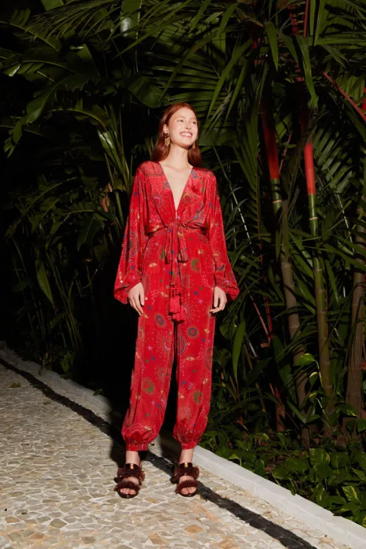 Red Mystic Night Jumpsuit sold by FARM Rio