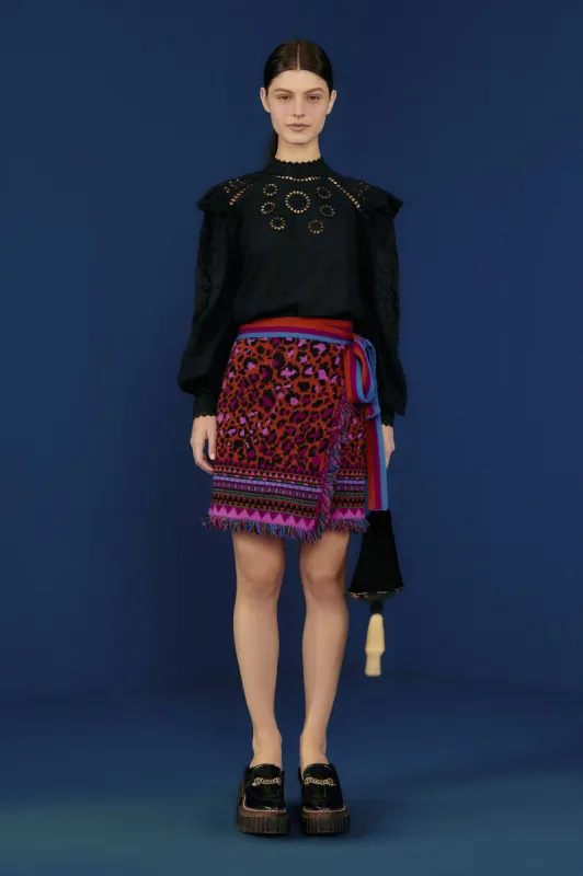 Red Ainika Tapestry Sweater Skirt sold by FARM Rio