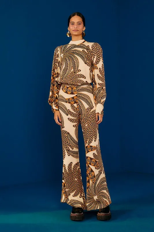 Sand Yawanawa Banana Lenzing™ Ecovero™ Viscose Pants sold by FARM Rio