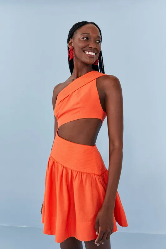 Orange One Shoulder Mini Dress sold by FARM Rio