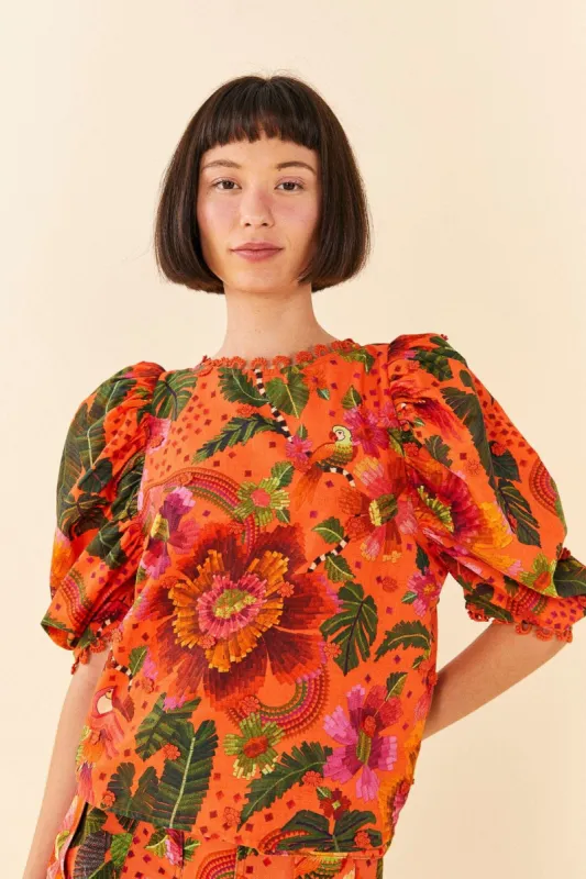 Orange Blooming Garden Blouse sold by FARM Rio