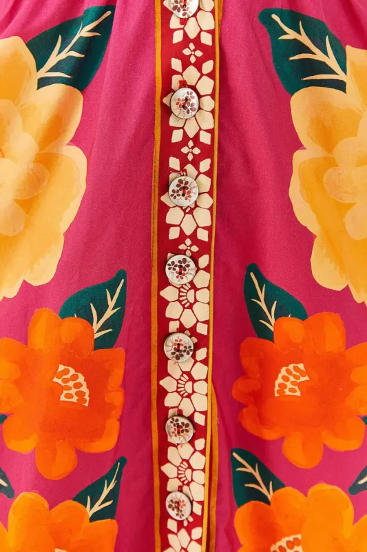 farm rio pink flower tapestry midi dress Farm Rio Ana Tapestry Pink Midi Dress, Ana Tapestry Pink / S
