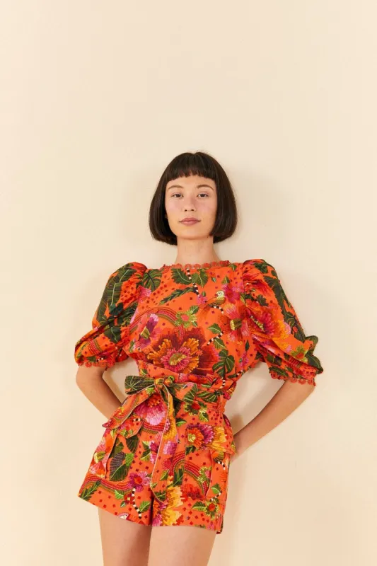 Orange Blooming Garden Shorts sold by FARM Rio