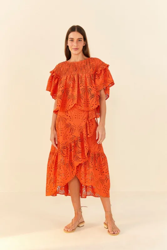 Orange Palm Tree Richelieu Midi Skirt sold by FARM Rio