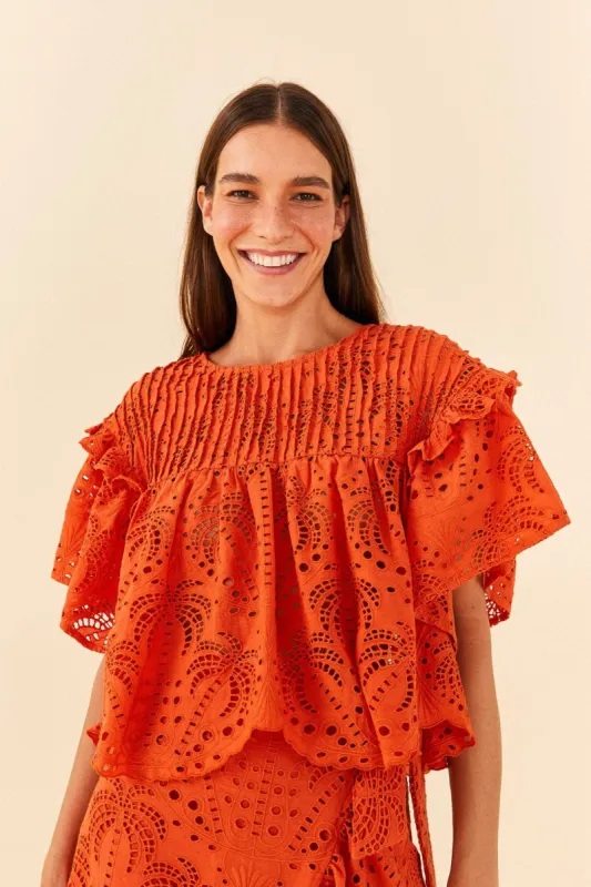 Orange Palm Tree Richelieu Blouse sold by FARM Rio