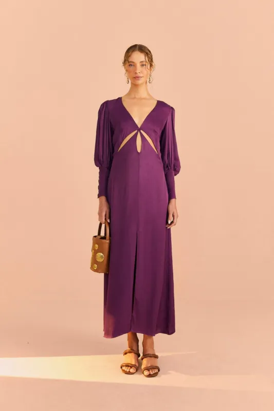 Burgundy Cut Out Long Sleeve Midi Dress sold by FARM Rio