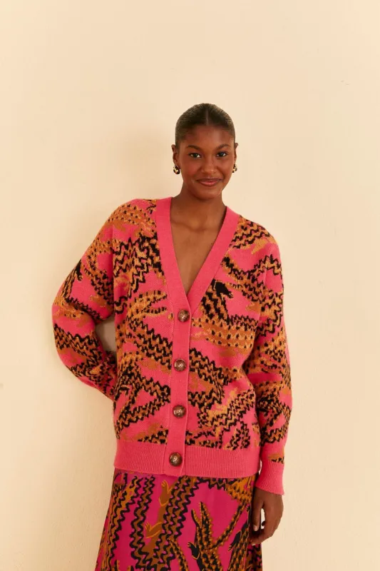 Pink Croco Knit Cardigan sold by FARM Rio