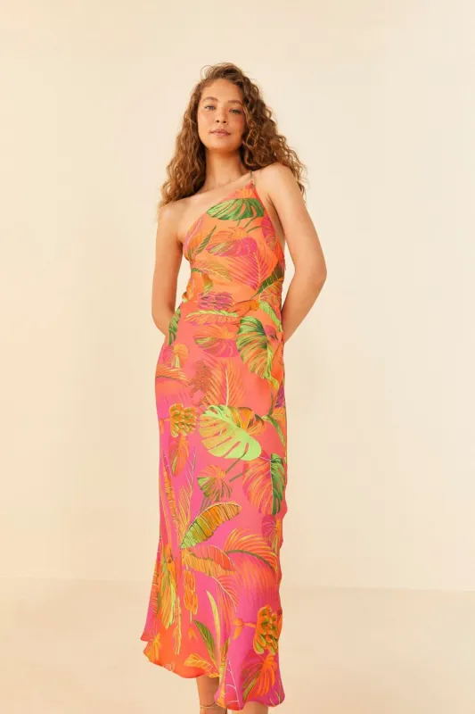 Orange Ombre Forest Lenzing™ Ecovero™ Viscose Midi Dress sold by FARM Rio