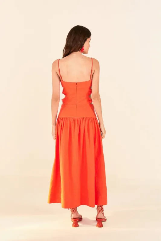 farm rio orange cut out midi dress FARM RIO