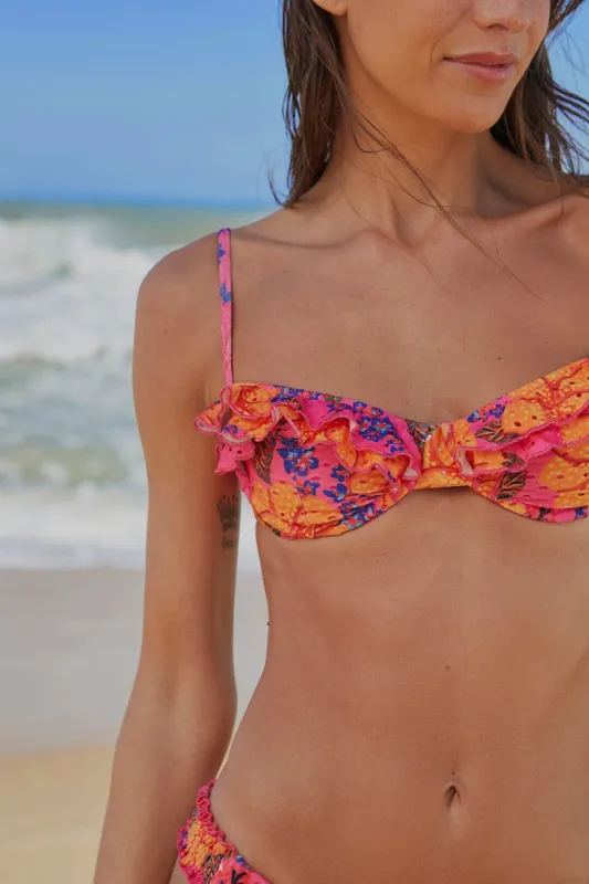 Pink Flowers Garden Underwire Bikini Top sold by FARM Rio