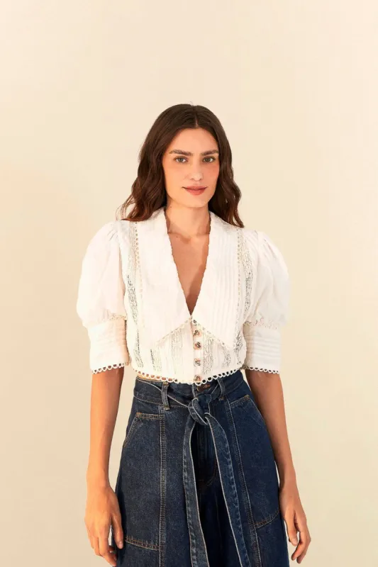 Off-White Cropped Blouse sold by FARM Rio