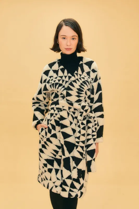 Black & White Heart Deco Maxi Fleece Cardigan sold by FARM Rio