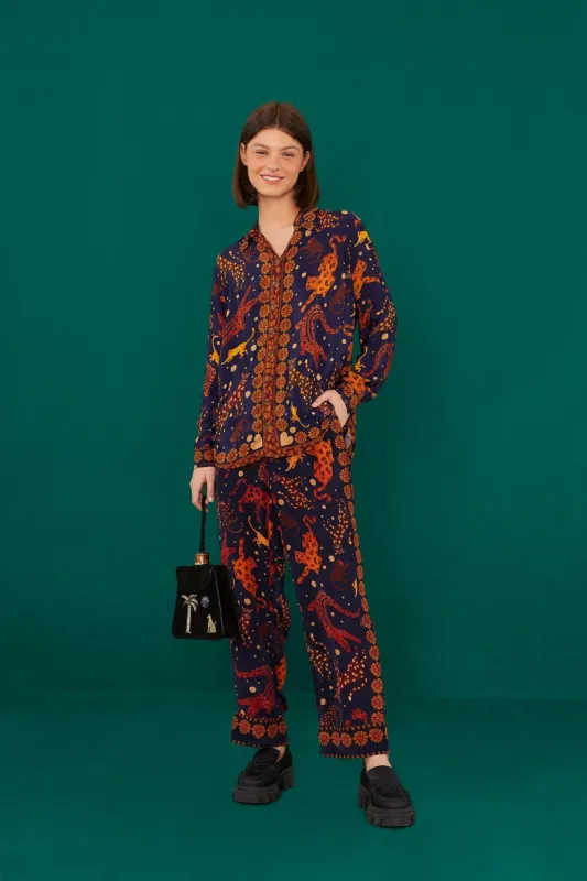 Navy Animal Sky Pants sold by FARM Rio