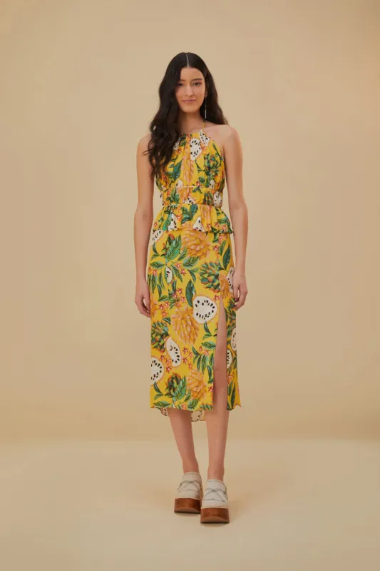 Yellow Biriba Sleeveless Midi Dress sold by FARM Rio