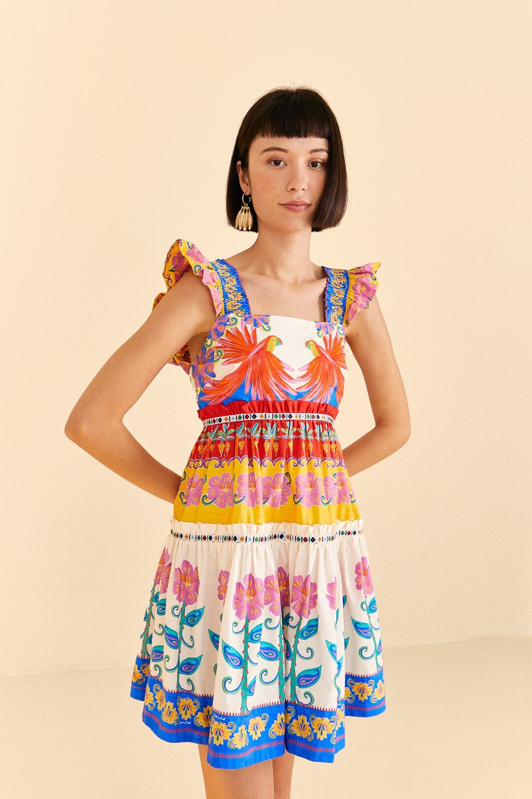 Off-White Vivid Garden Organic Cotton Mini Dress sold by FARM Rio