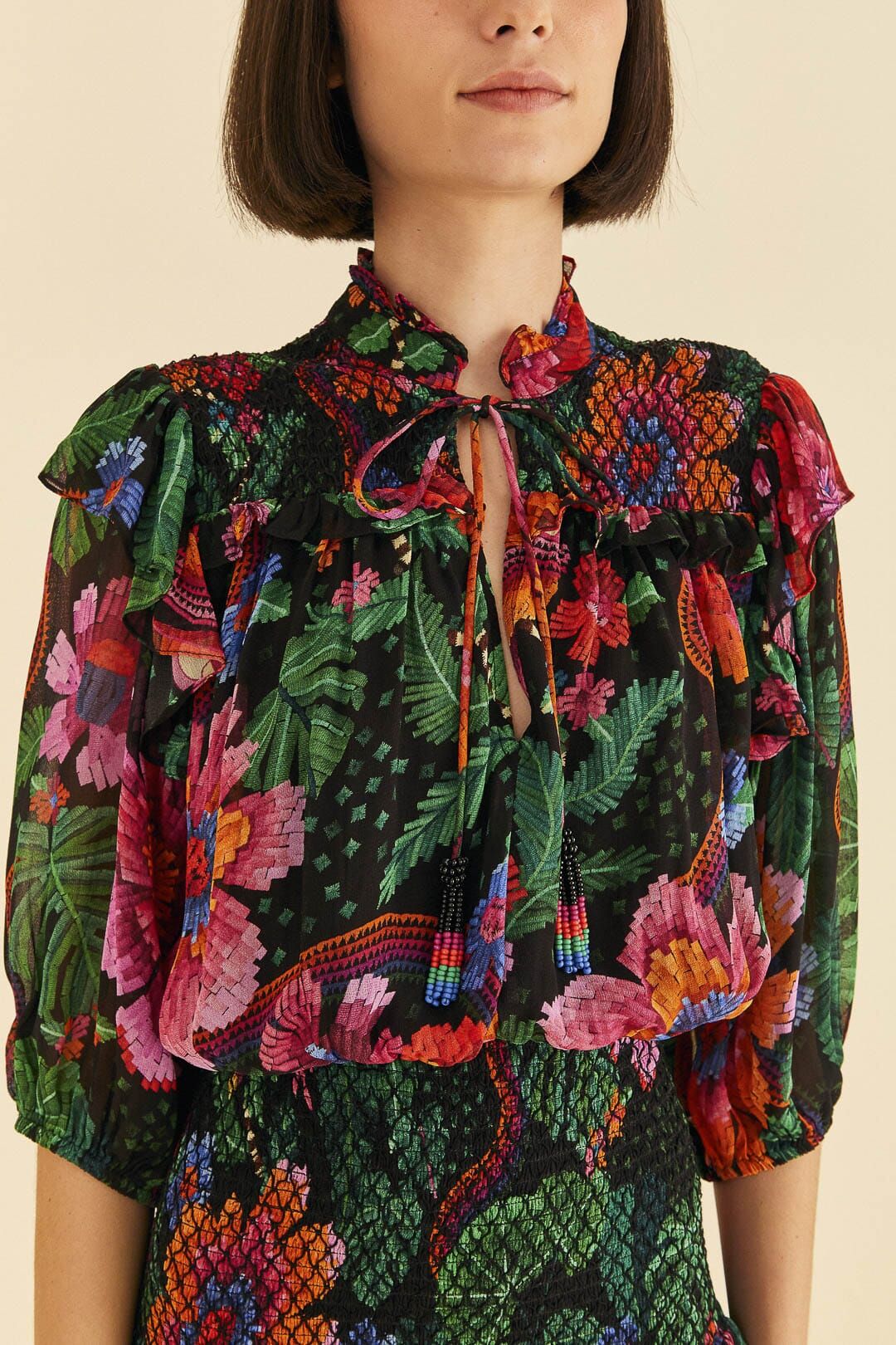 Black Blooming Garden Mini Dress sold by FARM Rio product image thumbnail 3