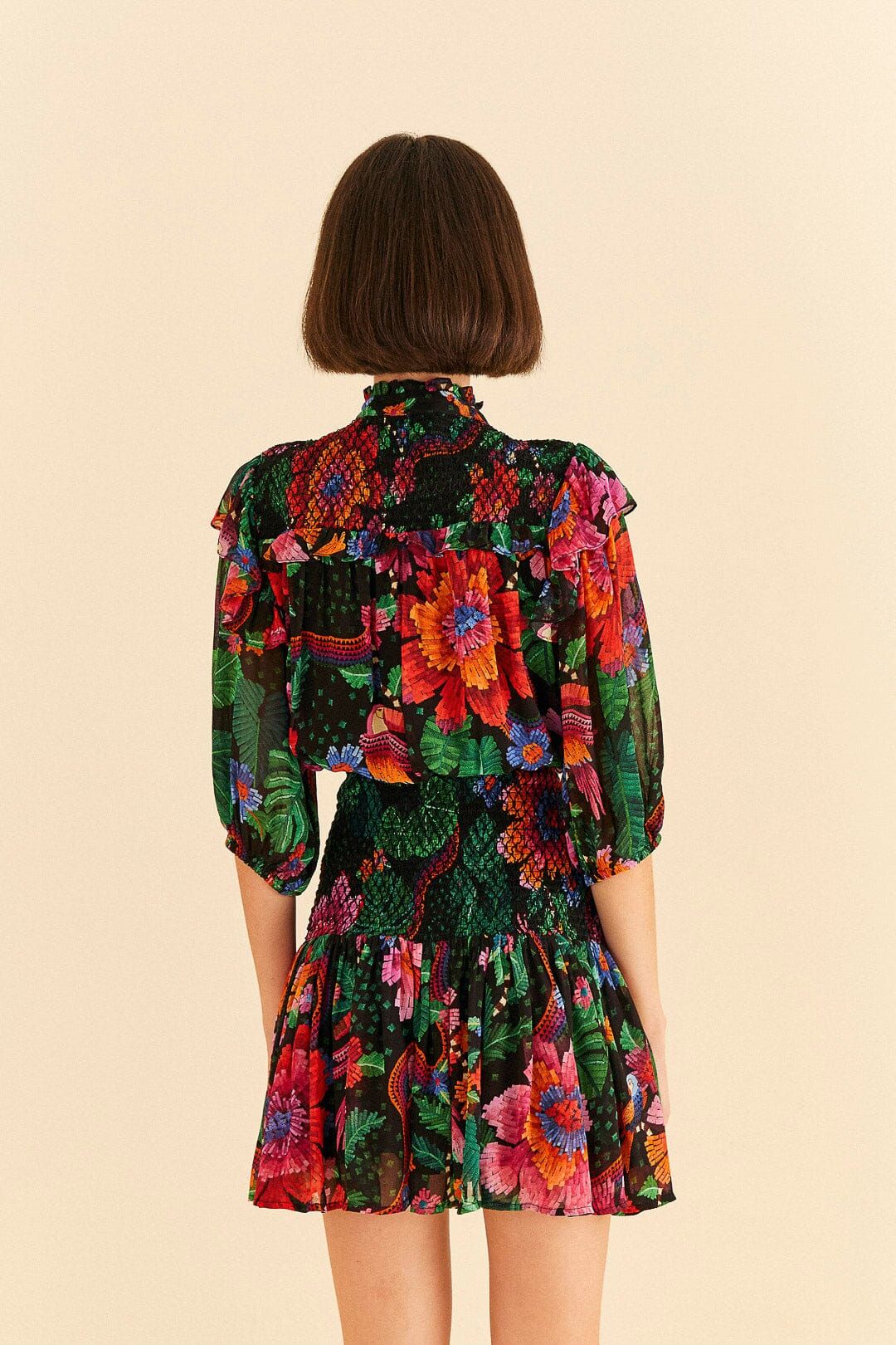 Black Blooming Garden Mini Dress sold by FARM Rio product image thumbnail 4