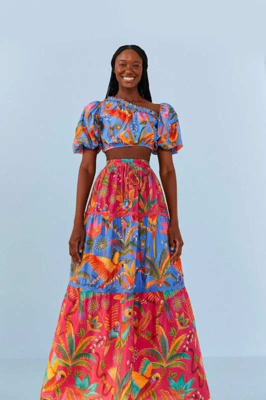 Macaw Party Mix Maxi Skirt sold by FARM Rio