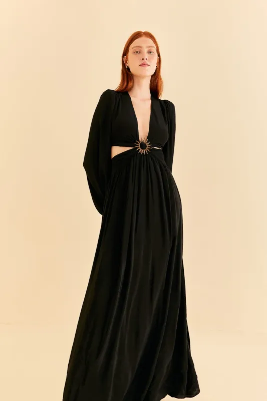 Black Cut Out Long Sleeve Maxi Dress sold by FARM Rio