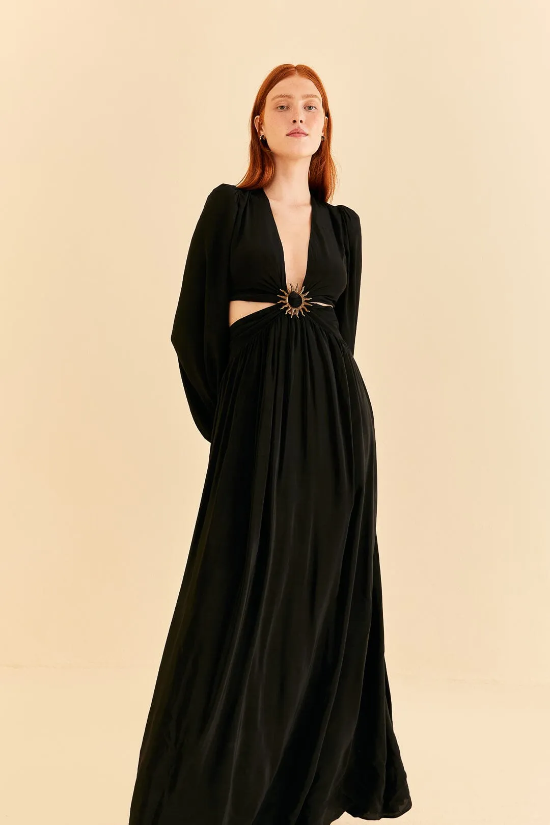 Black Cut Out Long Sleeve Maxi Dress sold by FARM Rio