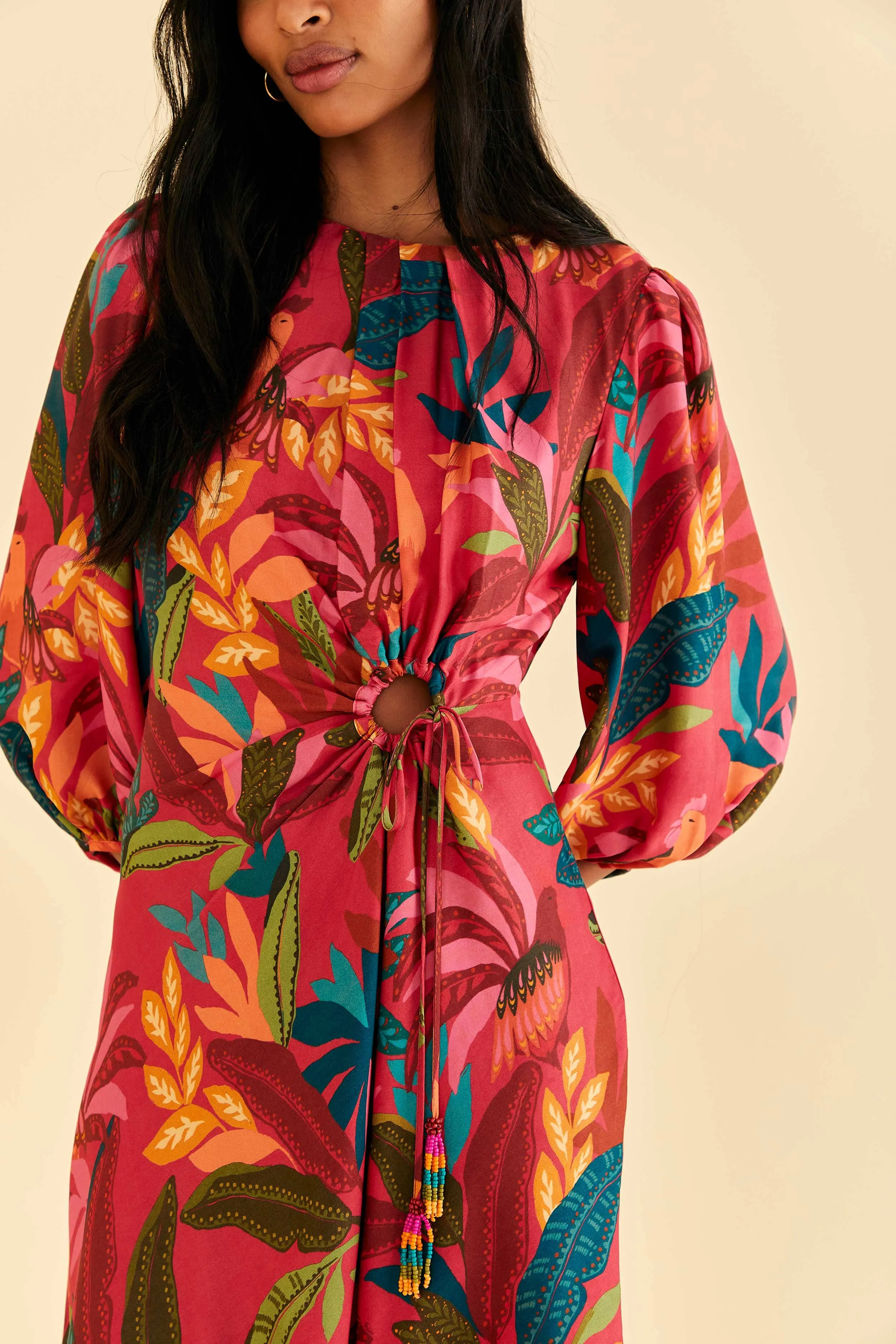 Red Rooster Leaves Long Sleeve Mini Dress sold by FARM Rio product image thumbnail 3