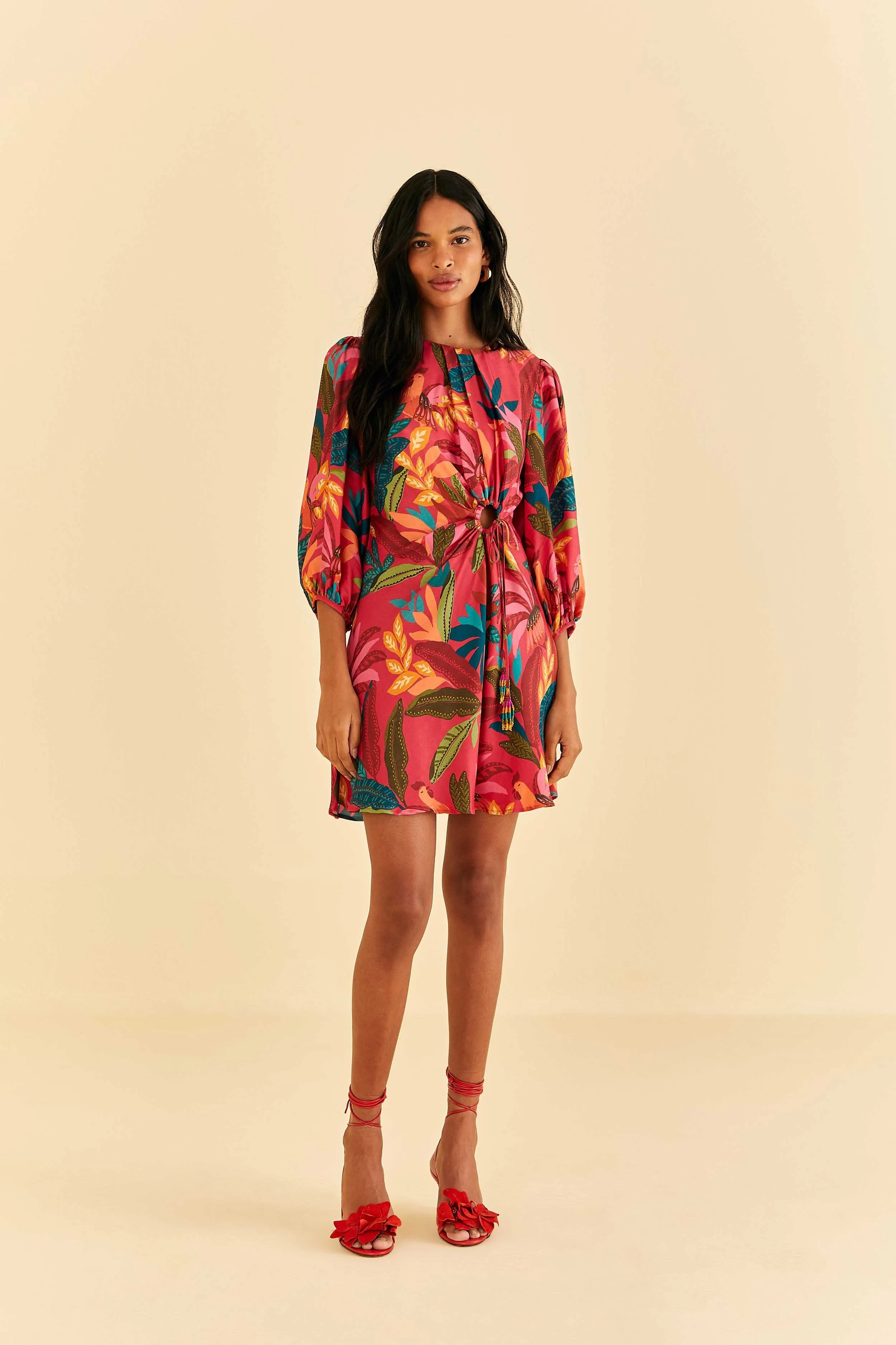 Red Rooster Leaves Long Sleeve Mini Dress sold by FARM Rio product image thumbnail 2