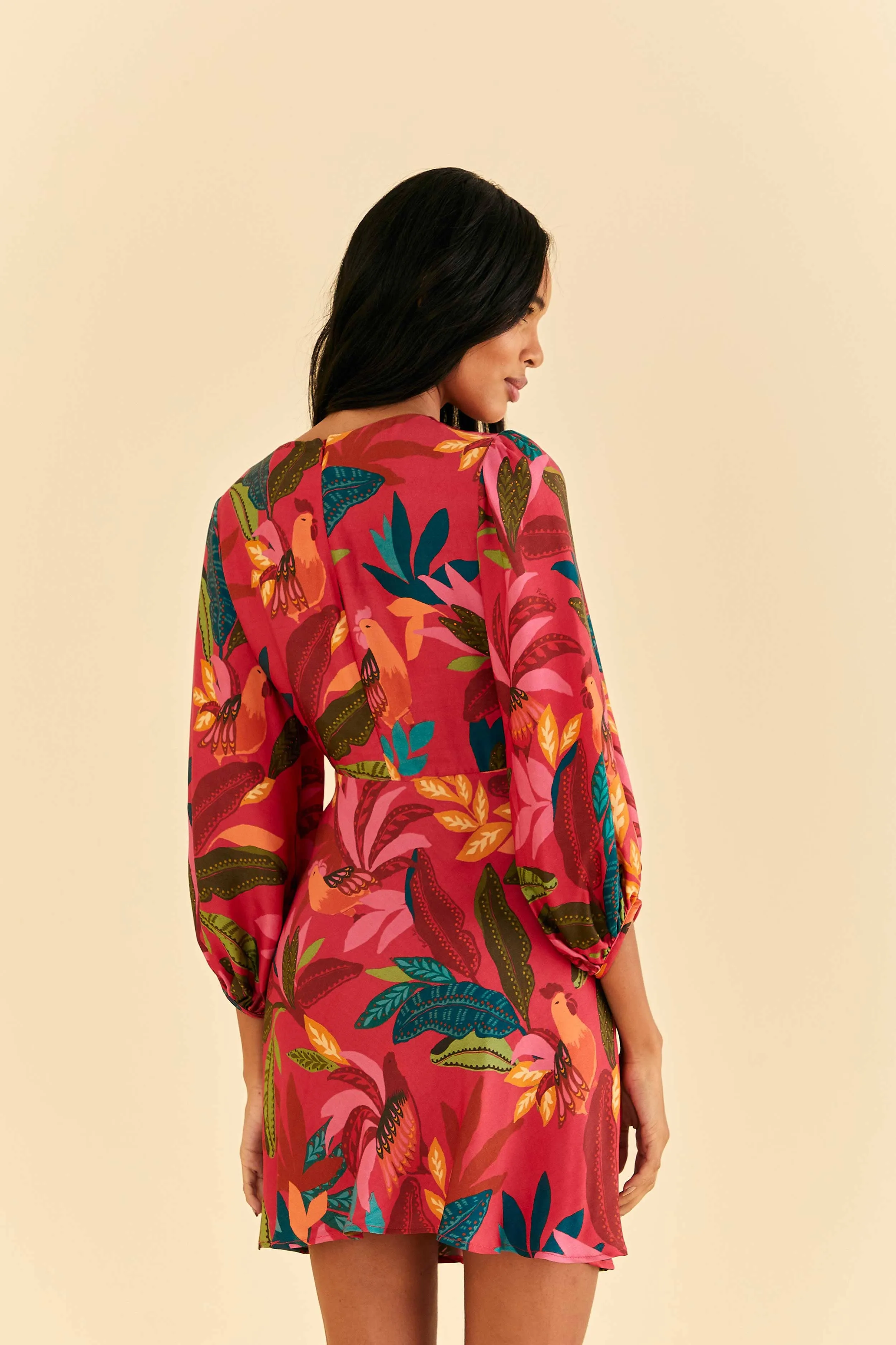 Red Rooster Leaves Long Sleeve Mini Dress sold by FARM Rio product image thumbnail 4