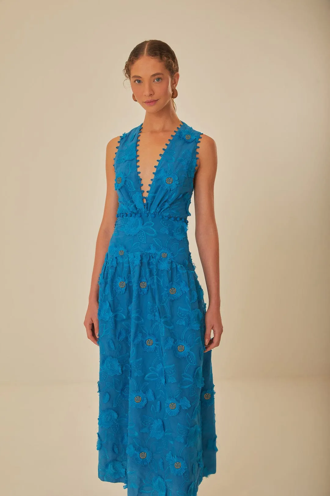 Blue 3D Flower Sleeveless Maxi Dress sold by FARM Rio product image thumbnail 2