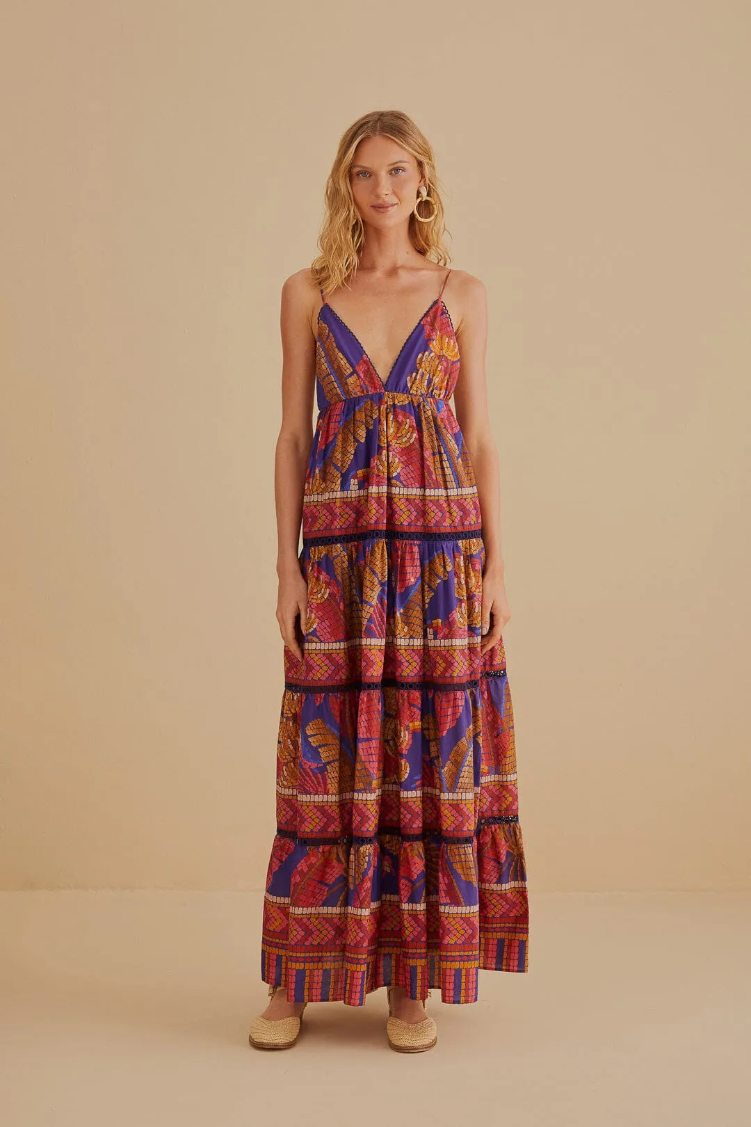 Blue Forest Mosaic Sleeveless Maxi Dress sold by FARM Rio