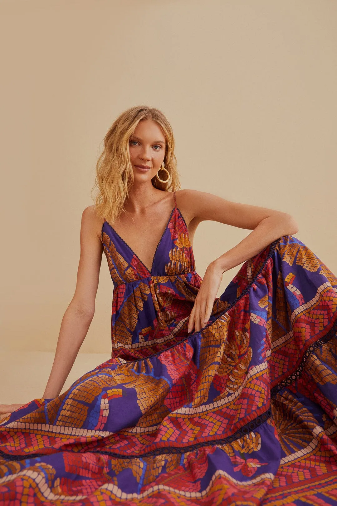 Blue Forest Mosaic Sleeveless Maxi Dress sold by FARM Rio product image thumbnail 2