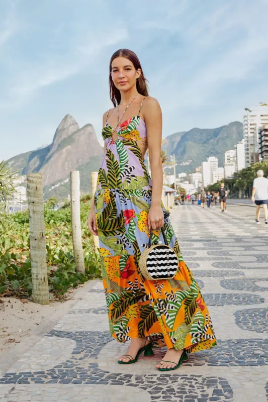 Mixed Striped Bananas Maxi Dress sold by FARM Rio