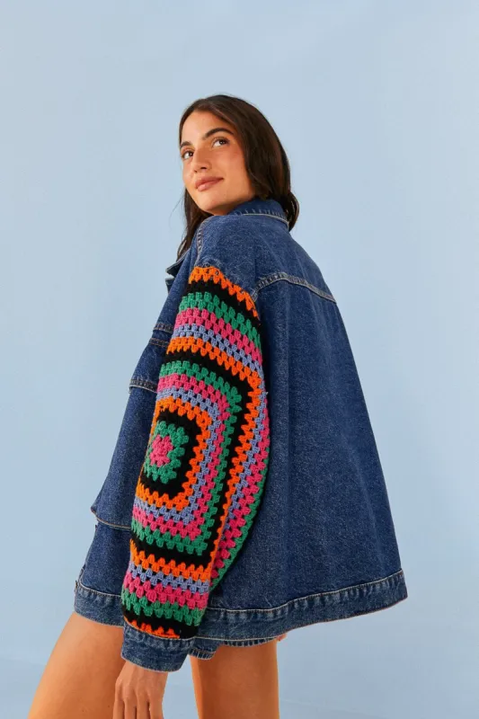 Crochet Denim Jacket sold by FARM Rio