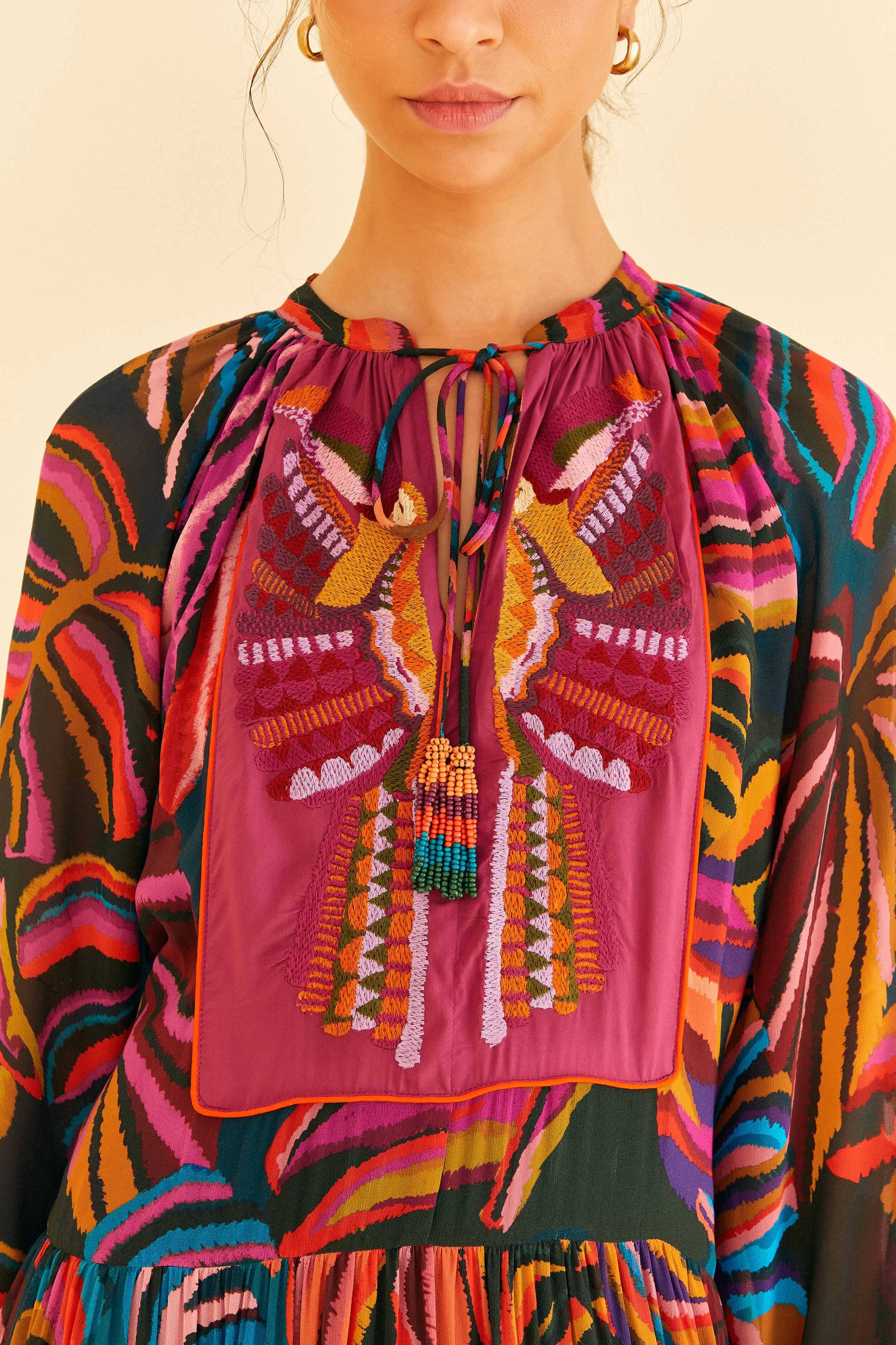 Graphic Foliage Embroidered Maxi Dress sold by FARM Rio product image thumbnail 3