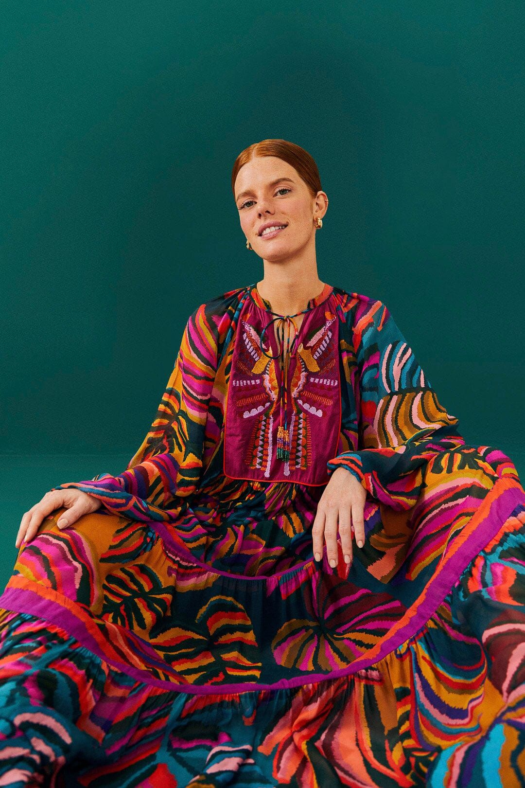 Graphic Foliage Embroidered Maxi Dress sold by FARM Rio