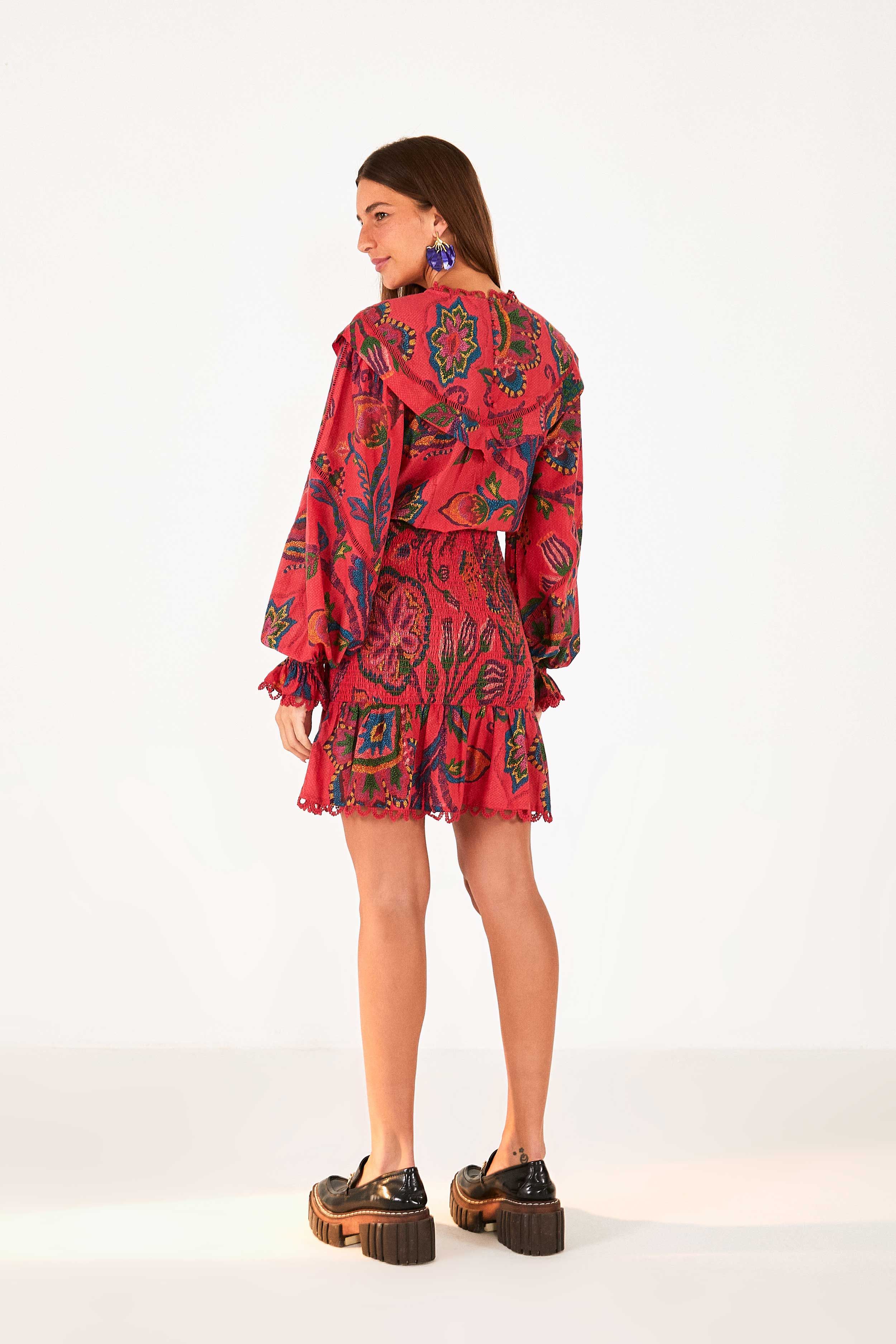 Red Sunset Tapestry Mini Dress sold by FARM Rio product image thumbnail 4