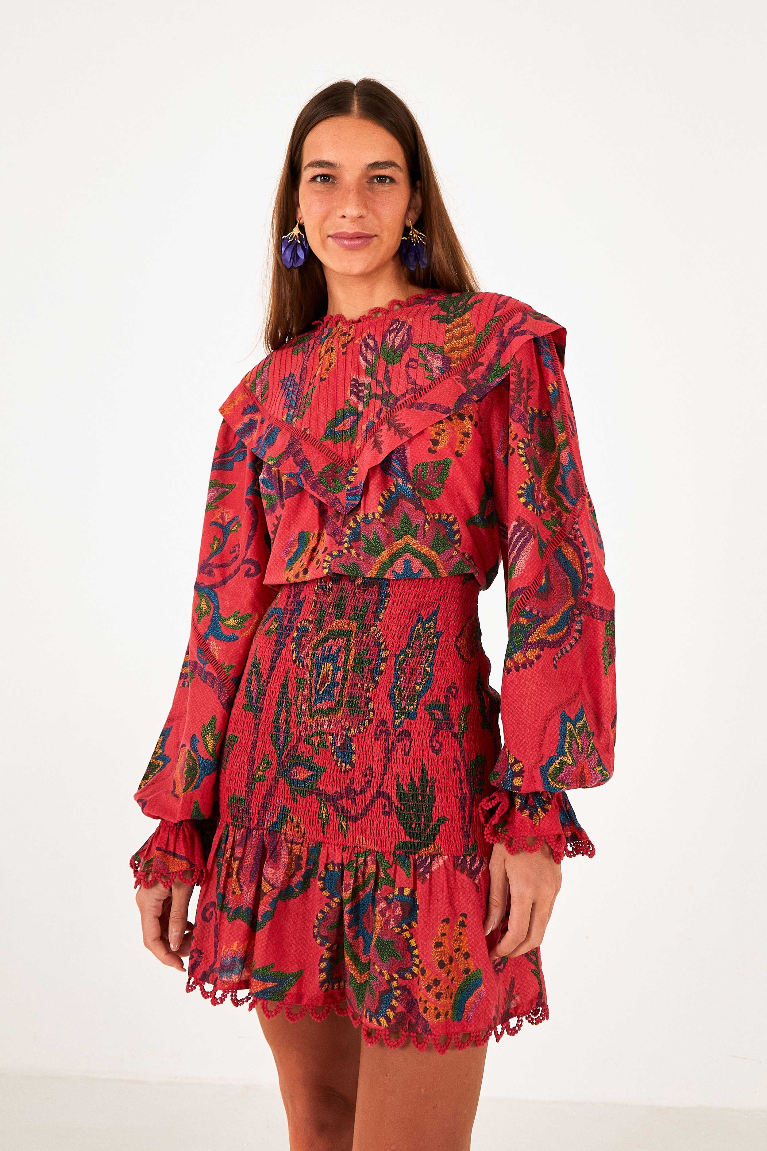 Red Sunset Tapestry Mini Dress sold by FARM Rio