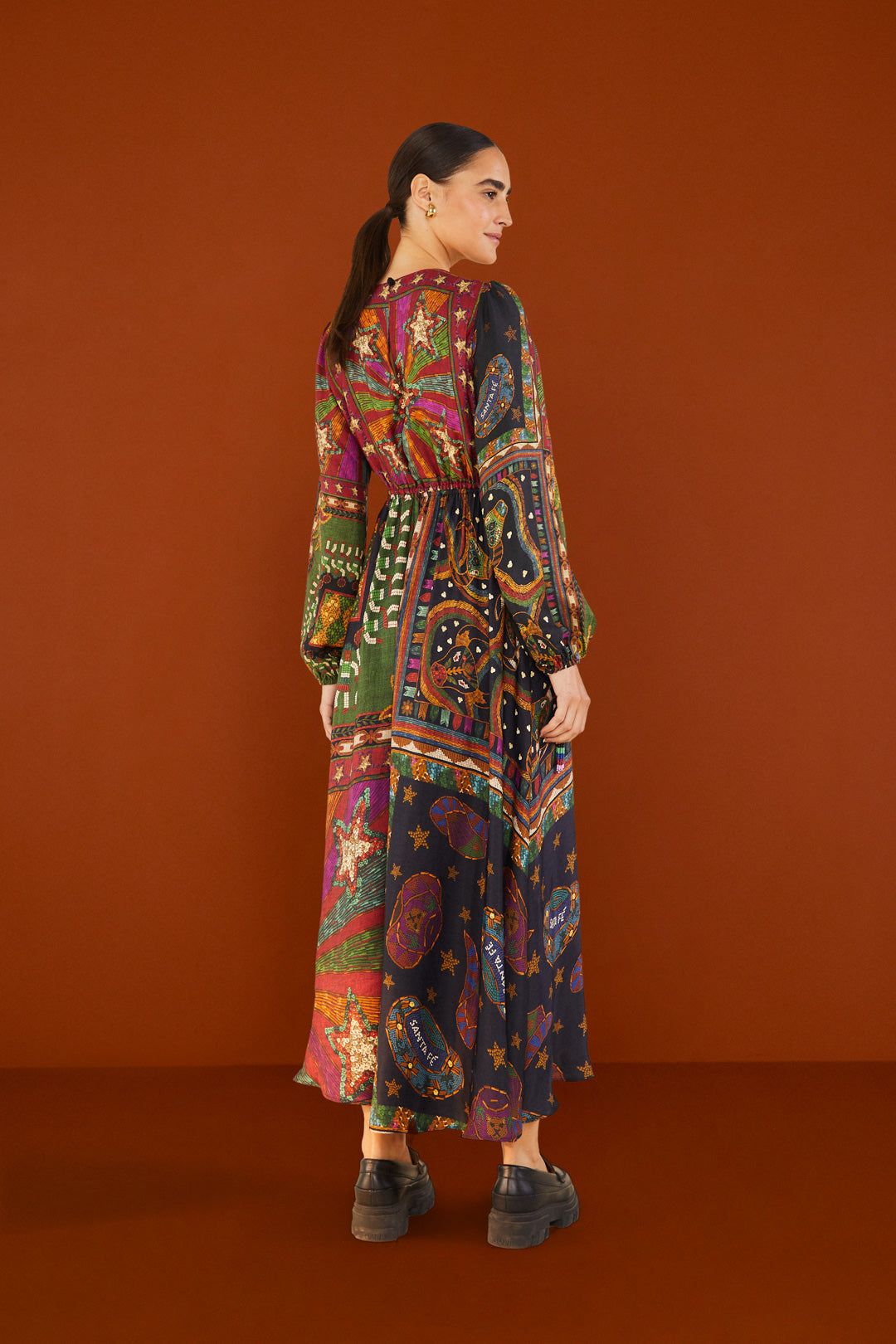 Shiny Mixed Scarves Cut Out Midi Dress sold by FARM Rio product image thumbnail 2