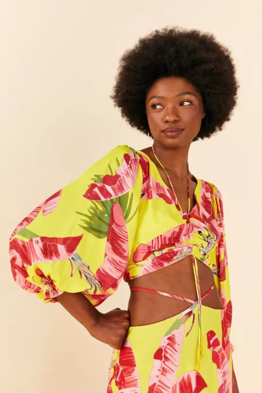 Lime Sweet Jungle  Lenzing™ Ecovero™ Viscose Crop Top sold by FARM Rio