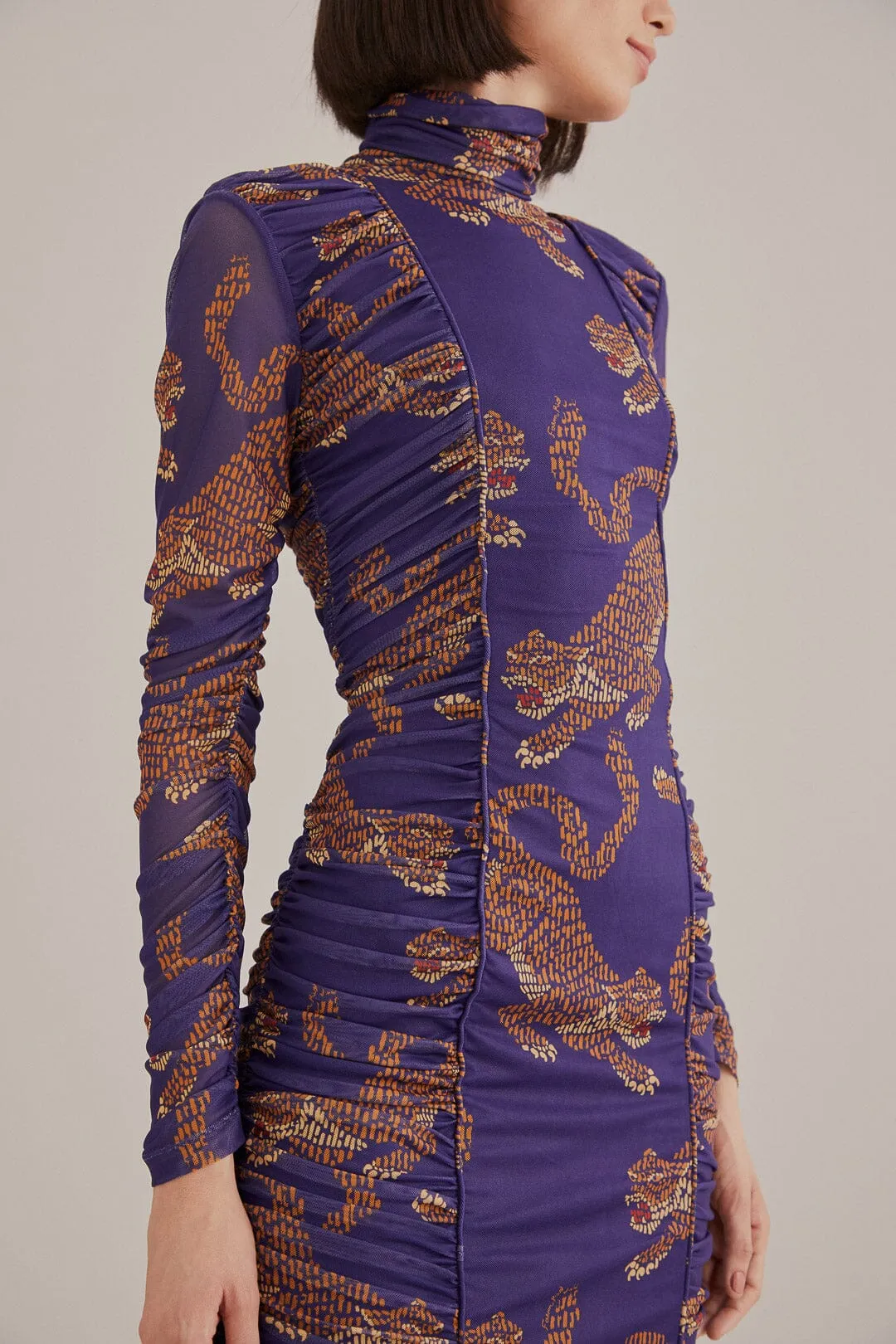 Navy Blue Leopards High Neck Midi Dress sold by FARM Rio product image thumbnail 5