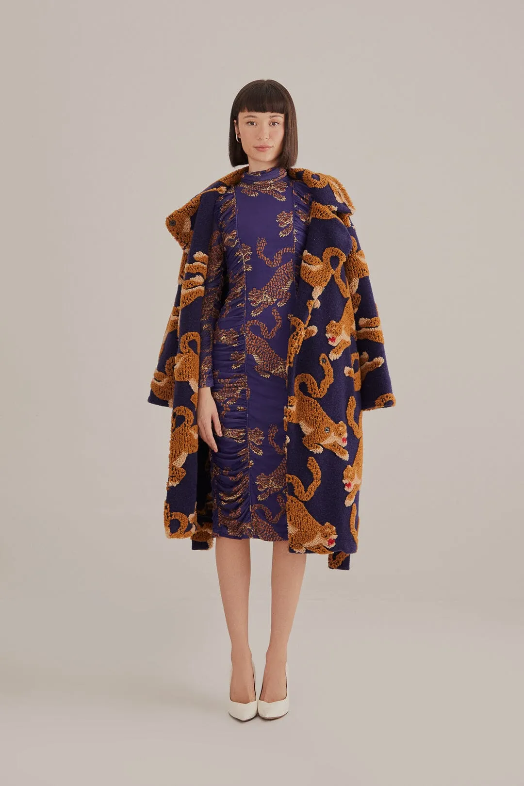 Navy Blue Leopards High Neck Midi Dress sold by FARM Rio product image thumbnail 2