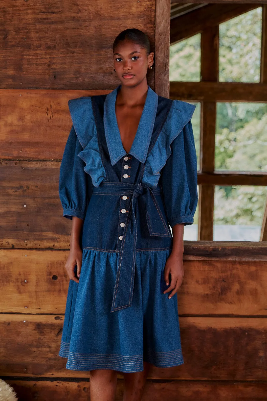 Patch Denim Midi Dress sold by FARM Rio product image thumbnail 3