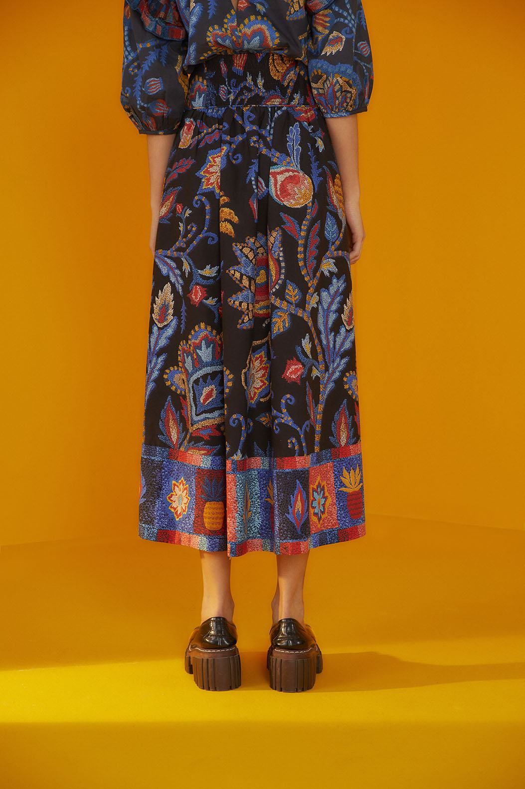 Black Sunset Tapestry Organic Cotton Midi Skirt sold by FARM Rio product image thumbnail 2