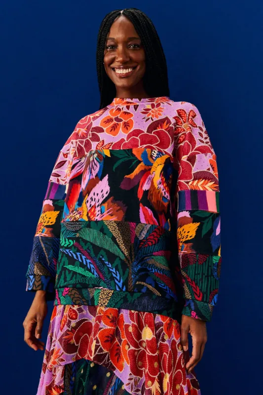 Lilac Mixed Prints Sweatshirt made by FARM Rio