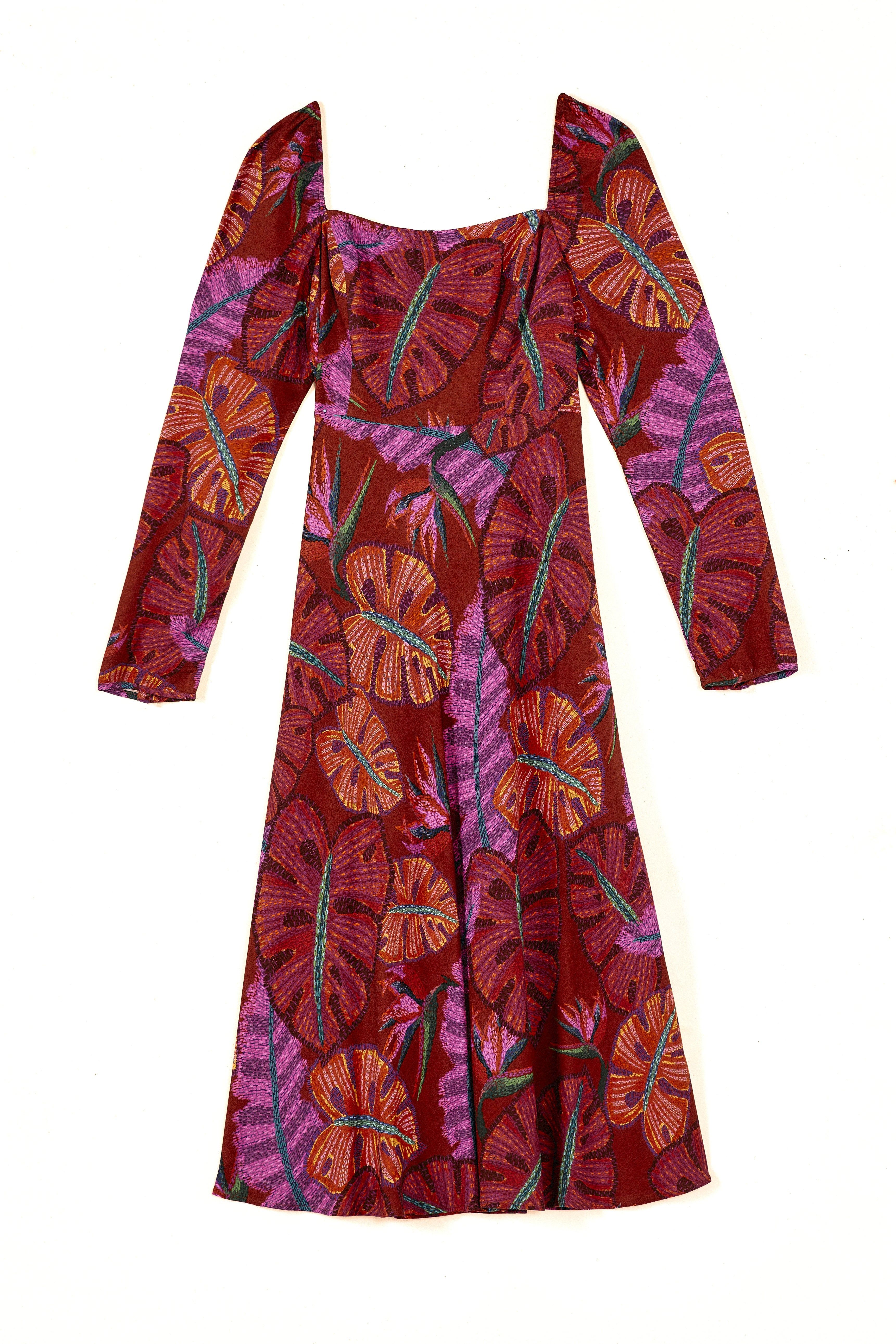 Red Delicate Leaves Midi Dress sold by FARM Rio product image thumbnail 4