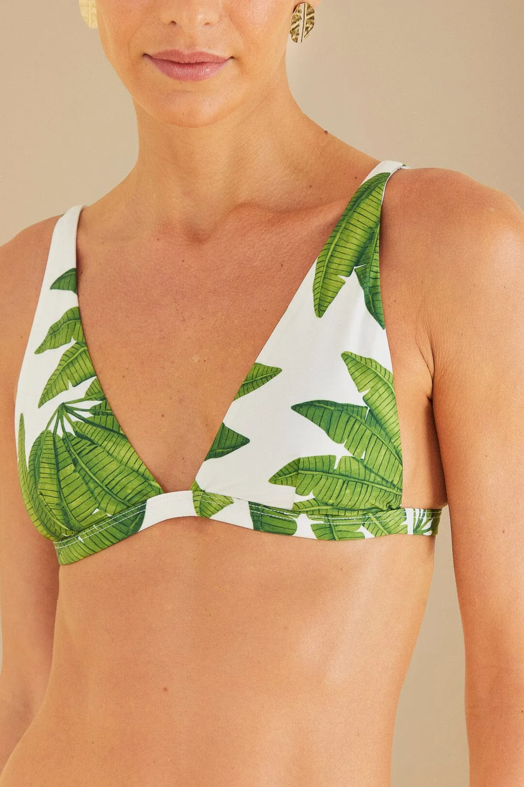 Off-White Palm Fan Triangle Bikini Top sold by FARM Rio product image thumbnail 3