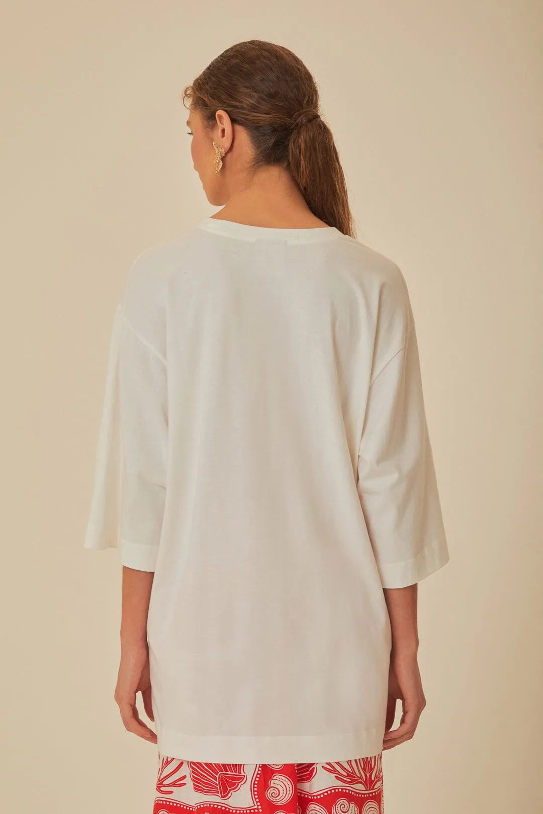 White Tropical Colors Organic Cotton Oversized T-Shirt sold by FARM Rio product image thumbnail 3